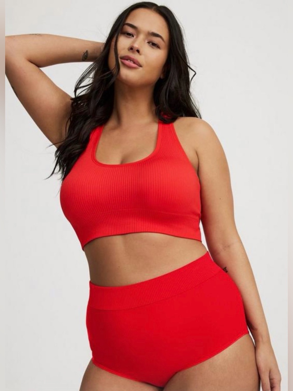 Torrid Ribbed Seamless Bra and Brief Set - Red / Size 1